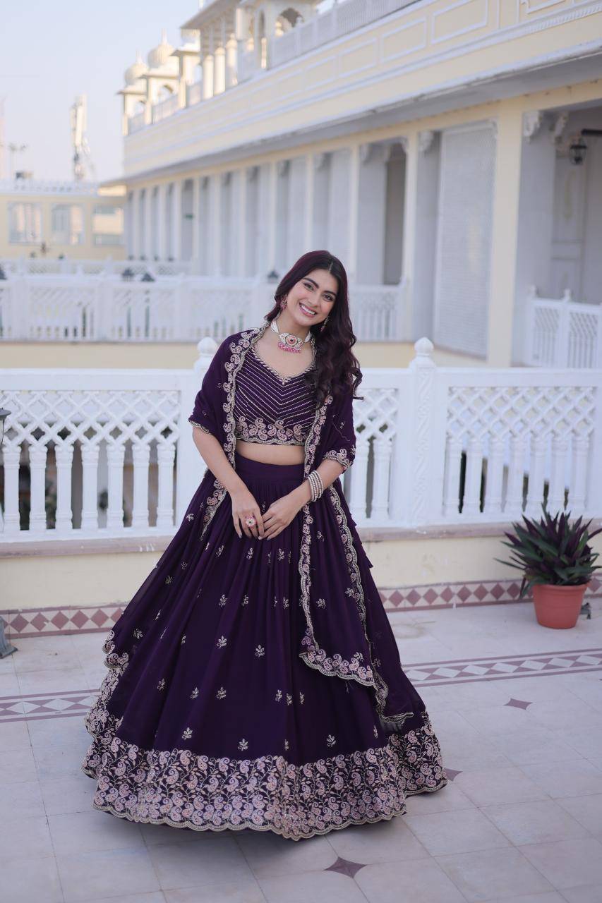 KA 5064 Sequins purple Designer lehenga choli wholesale